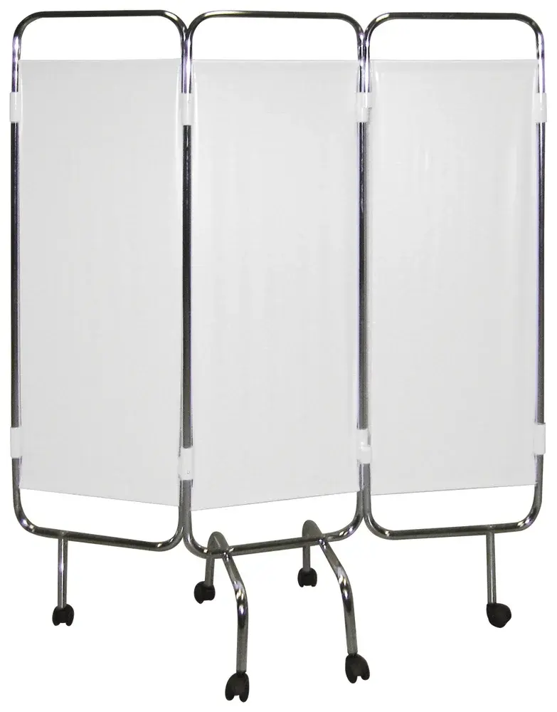 Paravent médical chromé sur roulettes