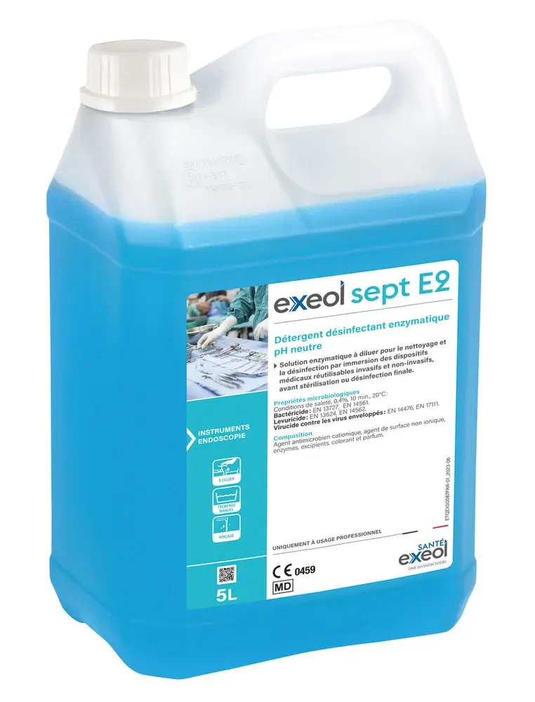 Détergent désinfectant enzymatique pH neutre Sept E2