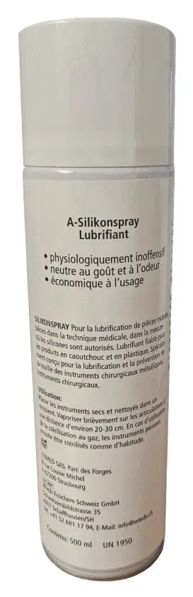 Spray de silicone pour instruments chirugicaux