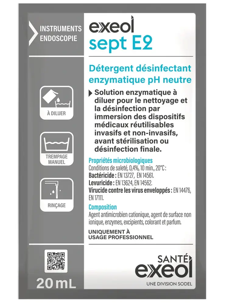 Détergent désinfectant enzymatique pH neutre Sept E2