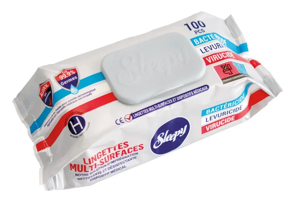 Lingettes nettoyantes désinfectantes multi-surfaces