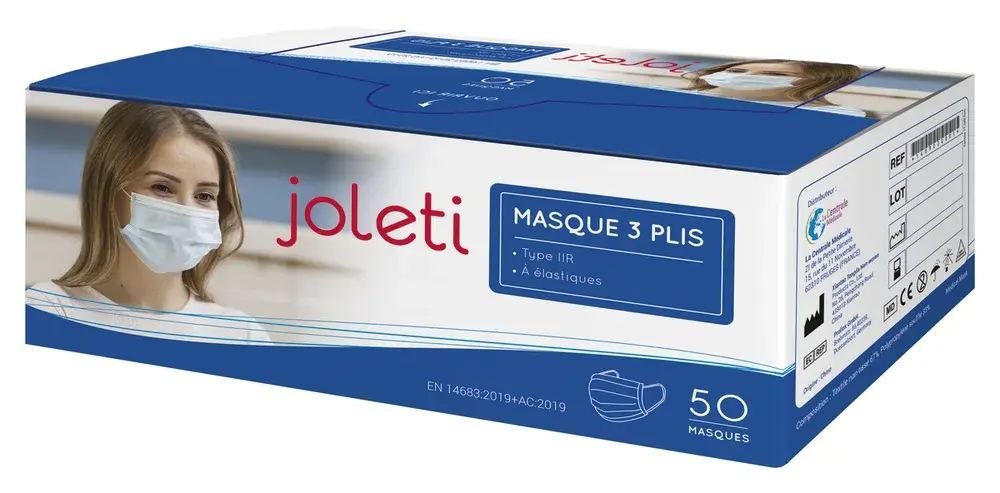 Masque 3 plis bleu
