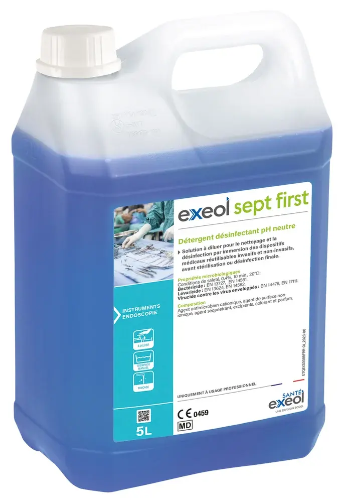 Détergent désinfectant pH neutre Sept First