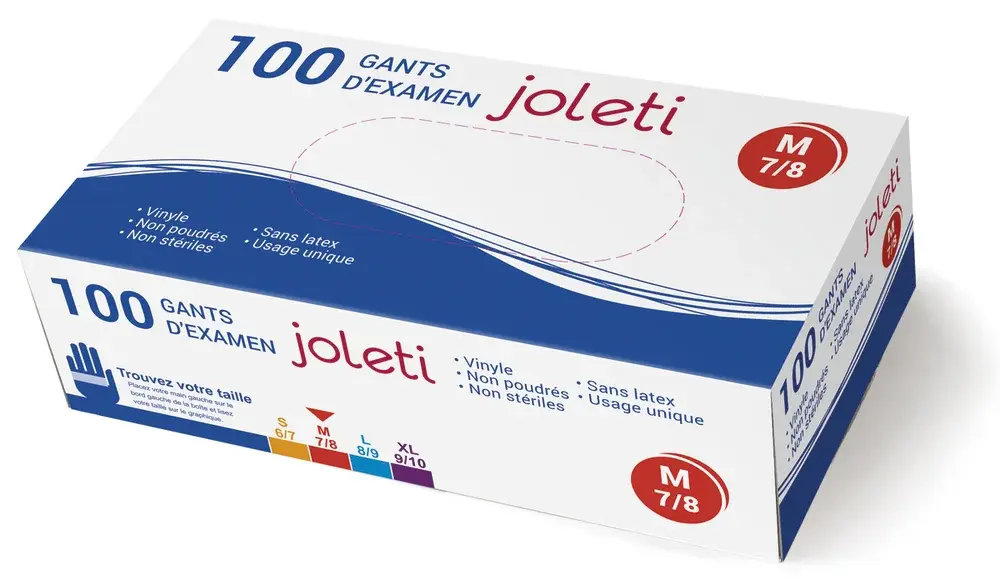 Gants d'examen en vinyle non poudrés