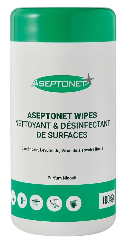 Lingettes désinfectantes Aseptonet sans alcool