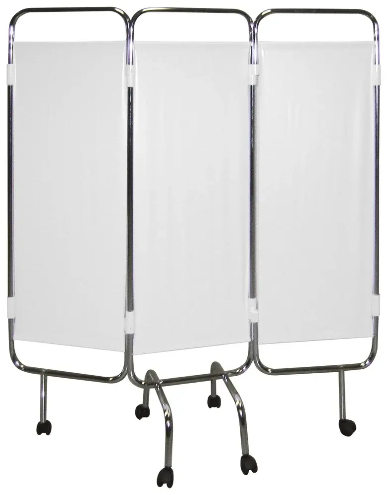 Paravent médical chromé sur roulettes