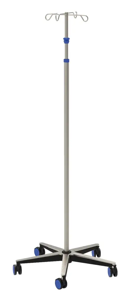 Pied porte-sérum 2 ou 4 crochets avec pied autobloquant
