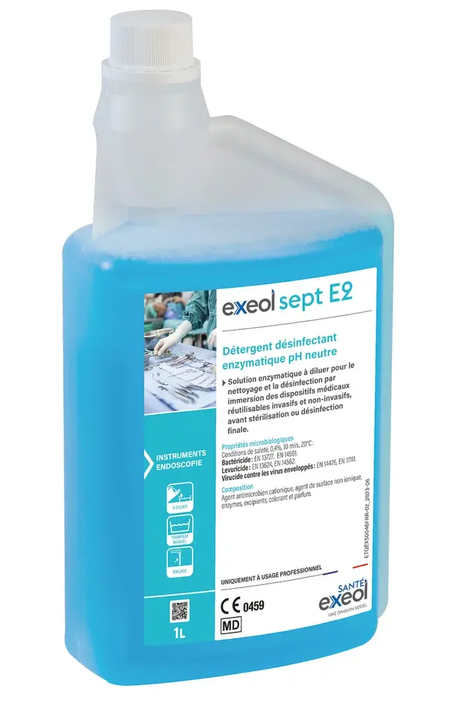 Détergent désinfectant enzymatique pH neutre Sept E2