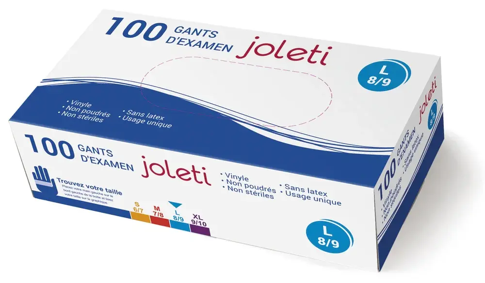 Gants d'examen en vinyle non poudrés