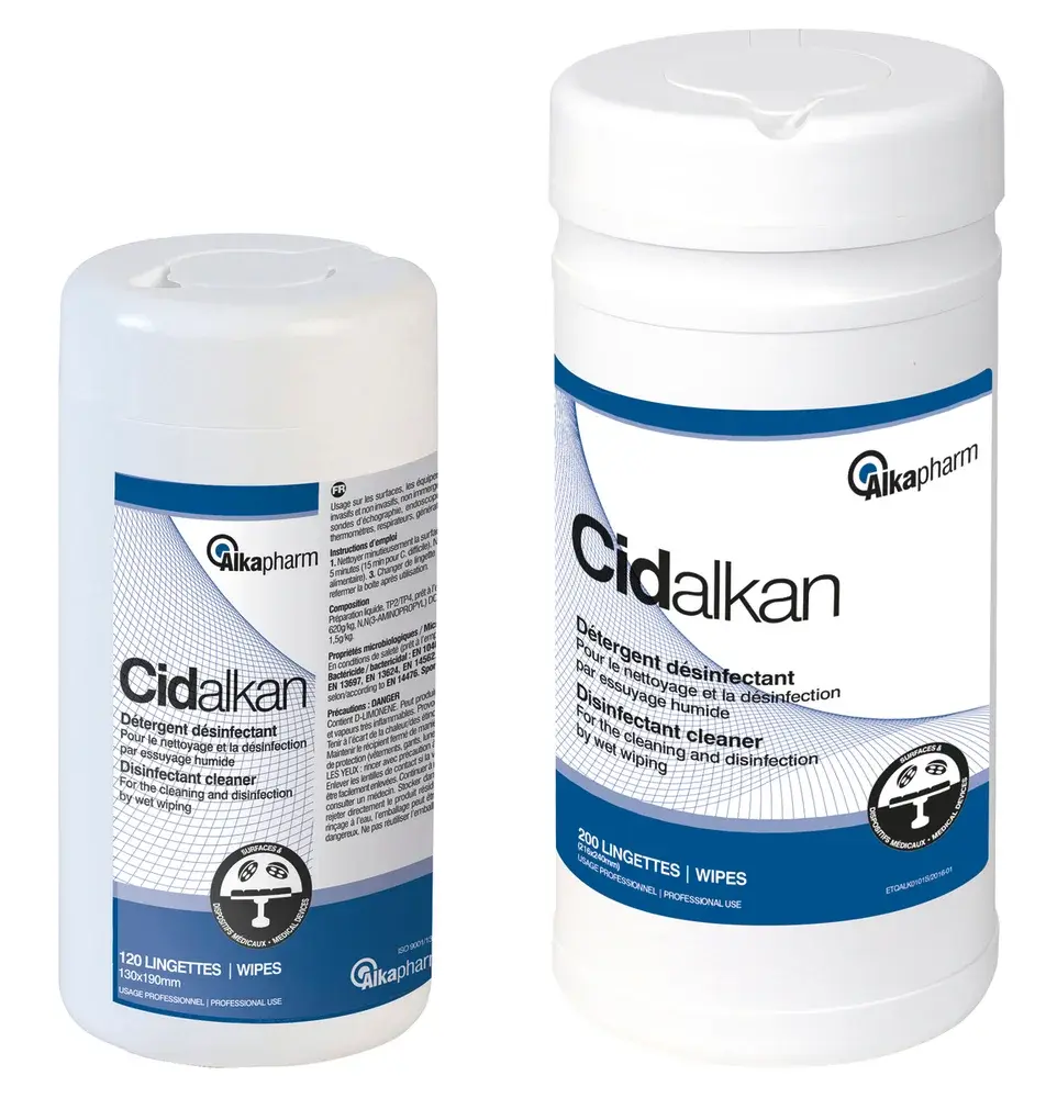 Détergent désinfectant en lingettes Cidalkan